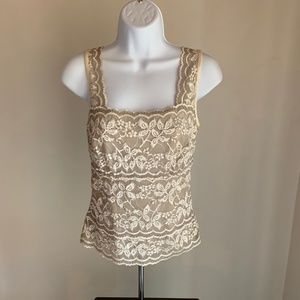 Cache Beige Lace Sleeveless Tank/Cami